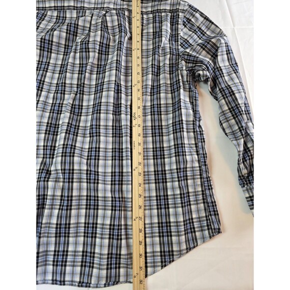 IZOD Men's XL Blue Multicolored Plaid Long Sleeve Button Up Shirt - Picture 6 of 7